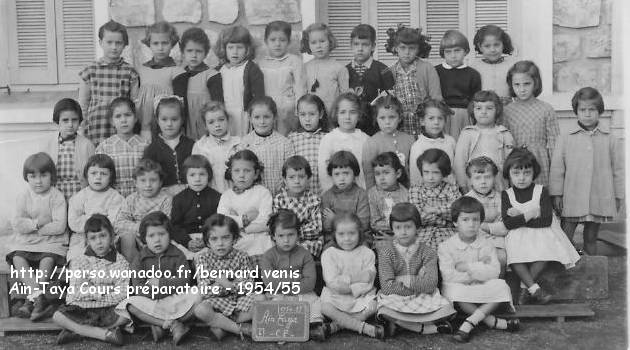 école de filles,classe de cours préparatoire, 1954-1955
