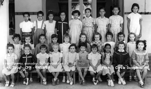 école de filles,classe de cours préparatoire, 1958-1959