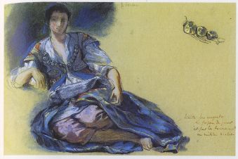 Eugène Delacroix, étude d'une Algérienne assise pour les " Femmes d'Alger ",