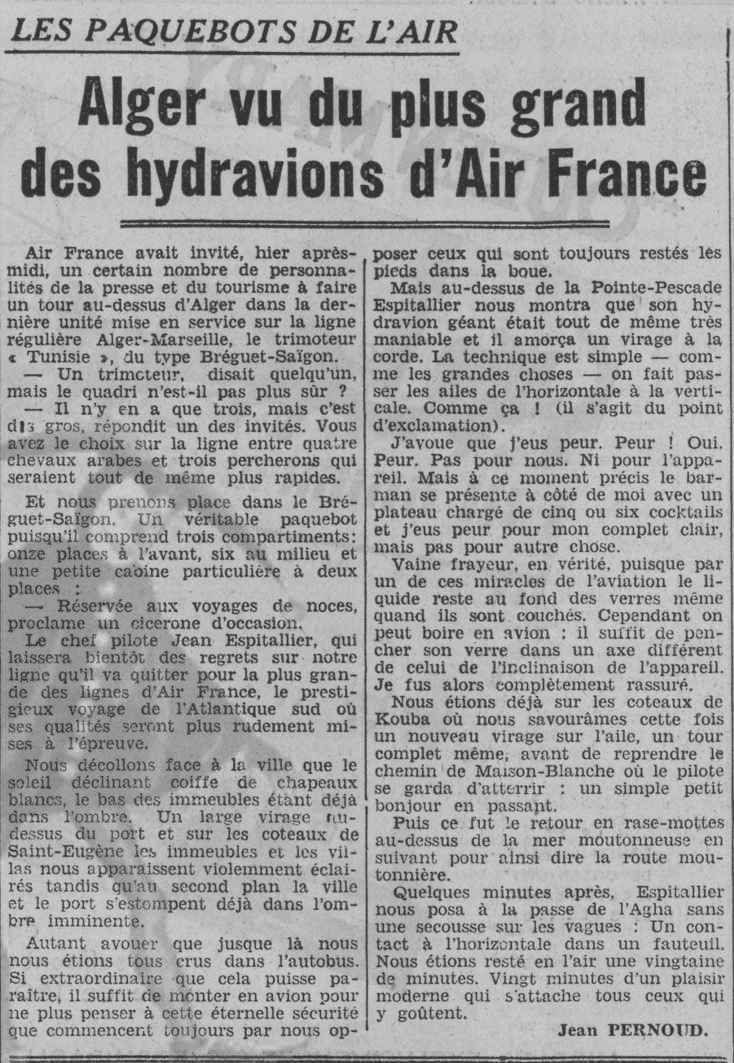 Alger vu du plus grand des hydravions d'Air France