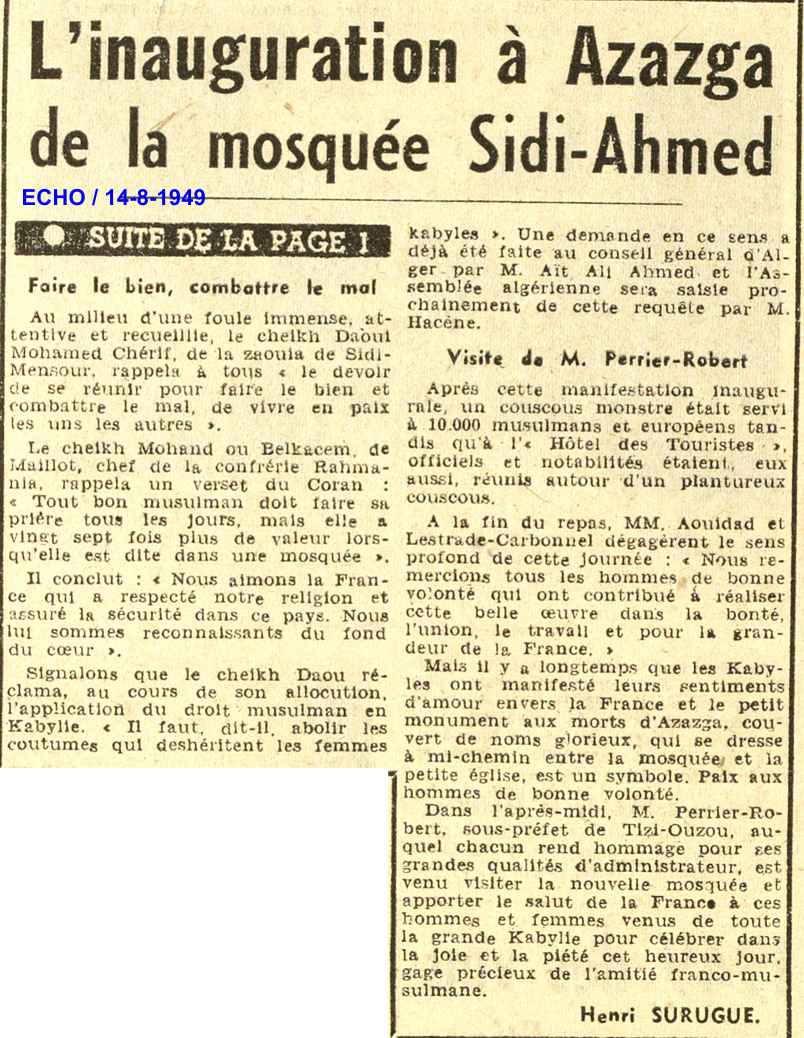 La mosquée Sidi-Ahmed-ou-Lahbib est inaugurée.
