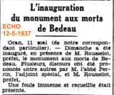 Inauguration du monument aux Morts