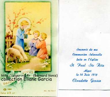 Cartes de communion du 14 juin 1959 à St paul - Ste Rita-