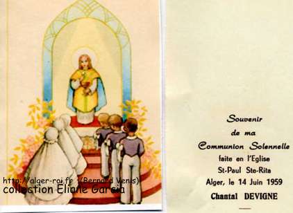 Cartes de communion du 14 juin 1959 à St paul - Ste Rita-