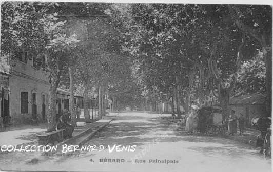 La rue principale, bordée de platanes, carte de 1925