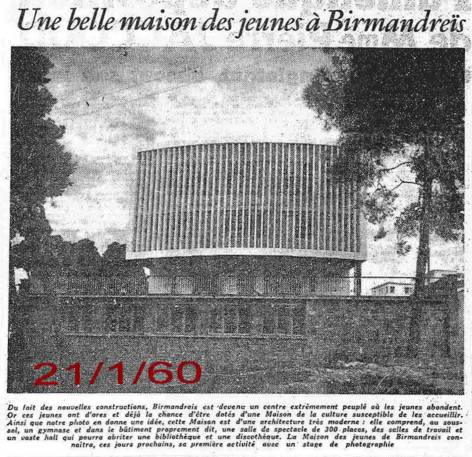 21 janvier 1960 : une belle maison des jeunes à Birmandreis 