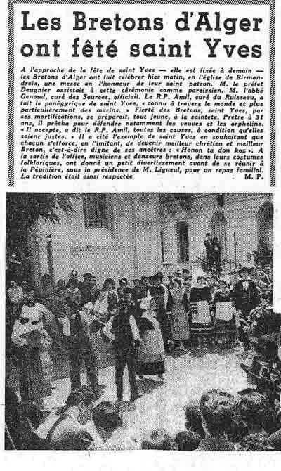 Les Bretons d'Alger ont fêté Saint Yves - Mai 1959