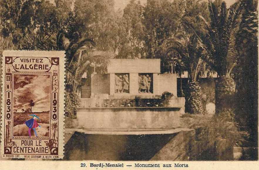 bordj-menaiel,le monument aux morts,timbre celebration centenaire