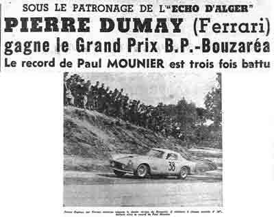 PIERRE DUMAY (Ferrari) gagne le Grand Prix B.P.-Bouzaréa