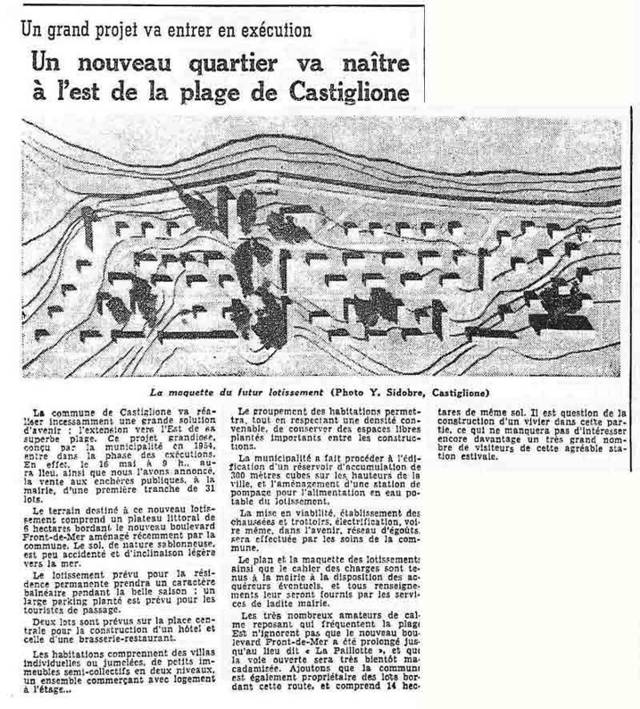 Un nouveau quartier à l'est de la plage de Castiglione - mai 1959