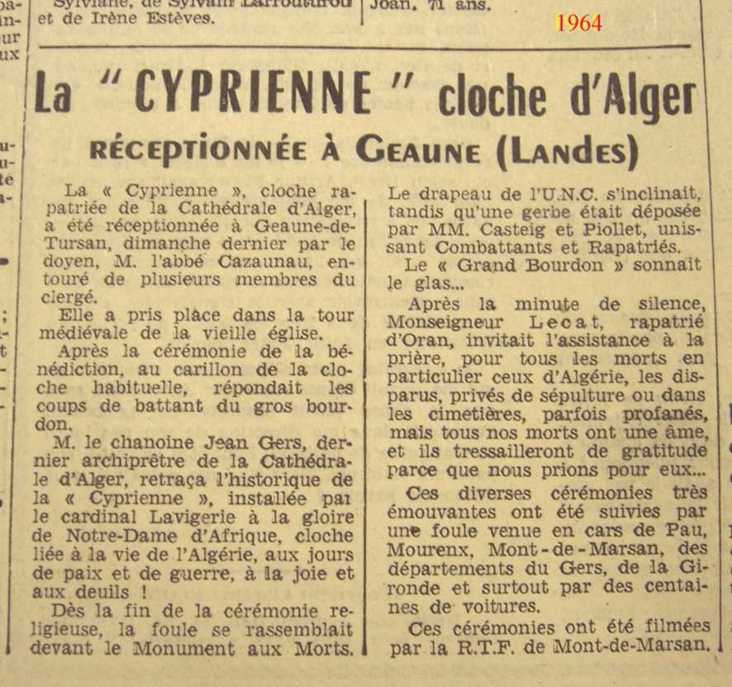 La "Cyprienne" cloche d'Alger