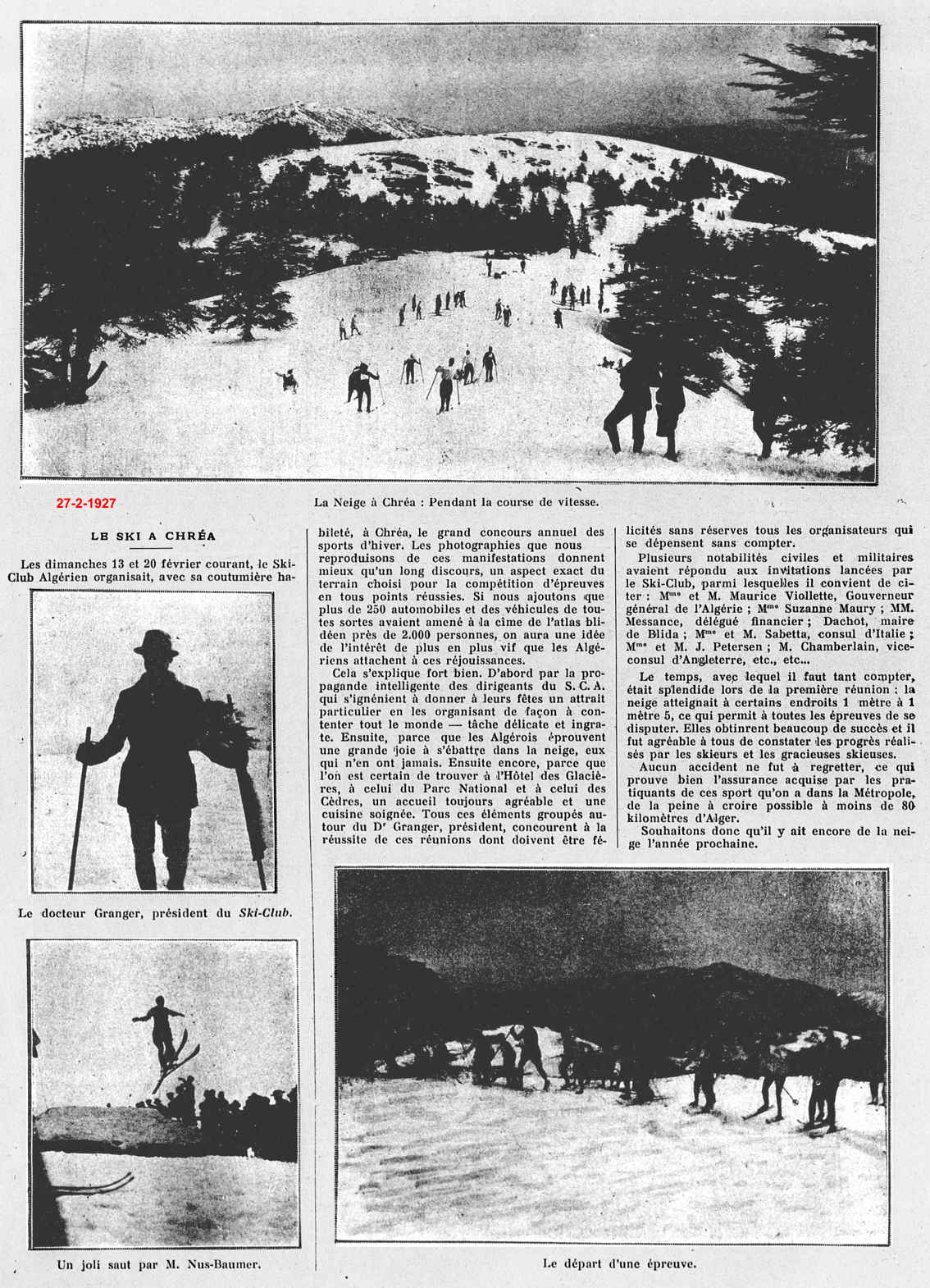 Grand concours annuel de sports d'hiver- 1927 