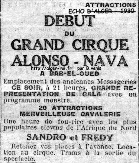 Le cirque ALONSO-NAVA - 1930 