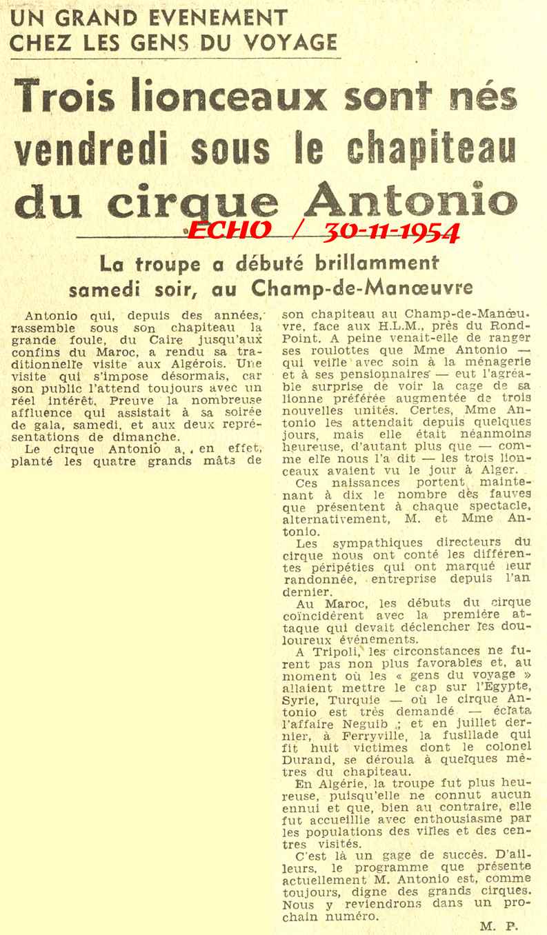 UN GRAND EVENEMENT CHEZ LES GENS DU VOYAGE 