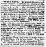 Le cirque NAVA à Alger - 1923 