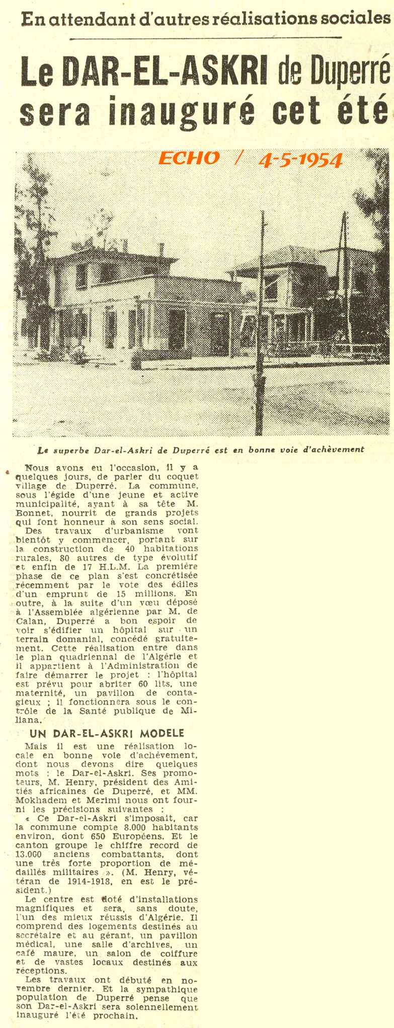 En attendant d’autres réalisations sociales 