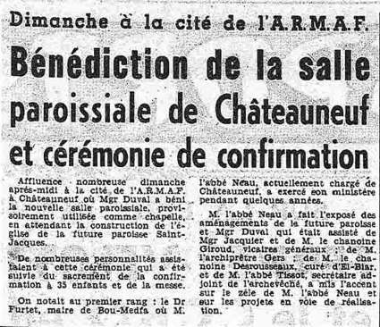 Juin 1959 - bénédiction de la salle paroissiale de Châteauneuf