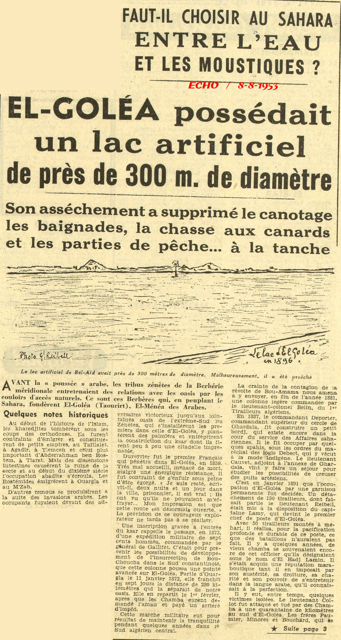 FAUT-IL CHOISIR AU SAHARA ENTRE L’EAU ET LES MOUSTIQUES ? 