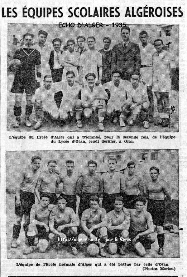 Lycée d'Alger bat l'équipe d'Oran - 1935
