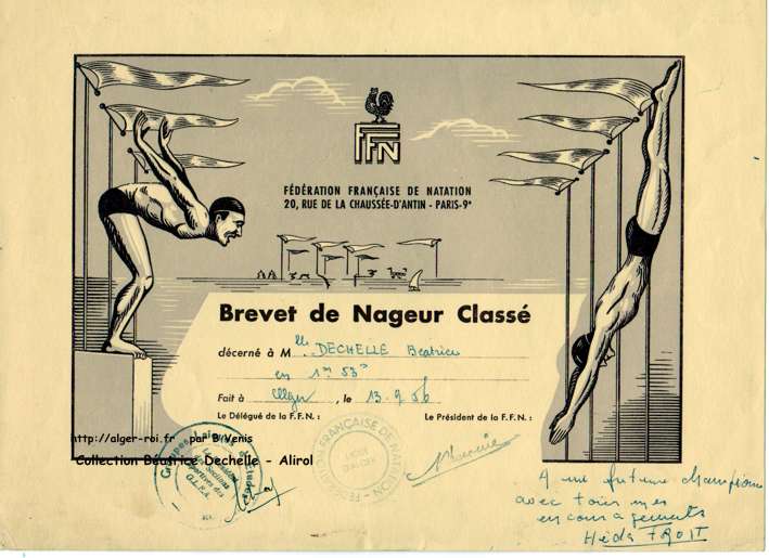 Deux brevets de natation