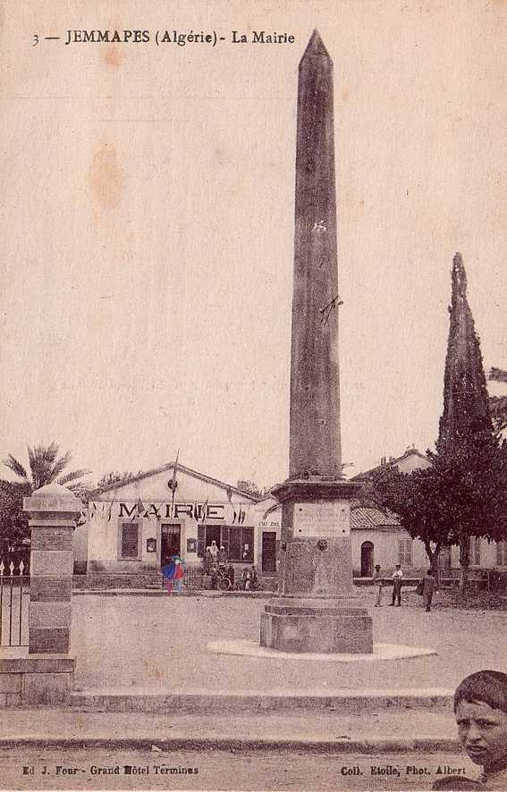 jemmapes,la mairie et l'obelisque