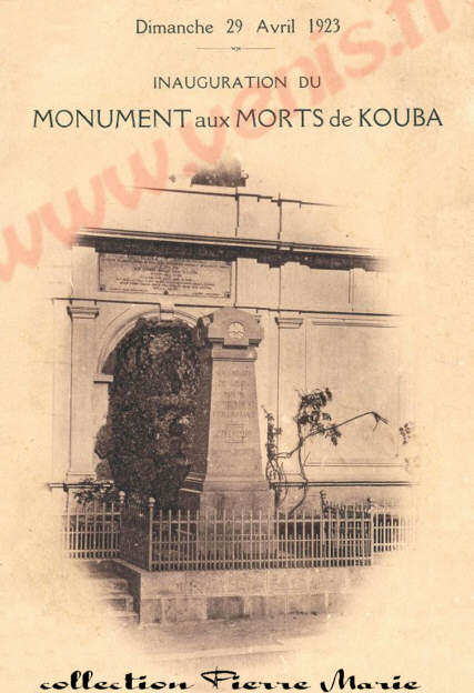 Kouba : monument aux morts, inauguration.