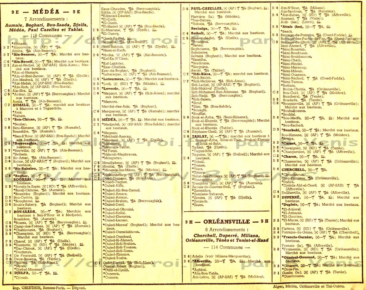 Service postal, télégraphique et téléphonique des départements de Médéa, d'Orléansville  