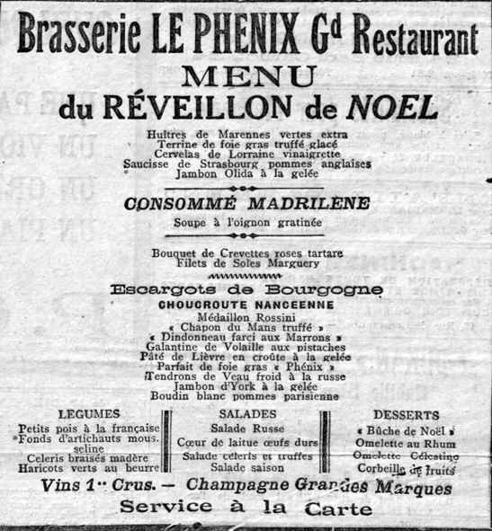 BRASSERIE "LE PHENIX" RESTAURANT 1er ORDRE - SALONS