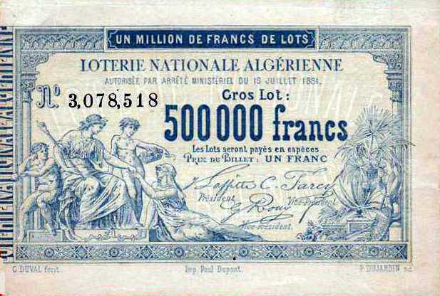 loterie algérienne, banque franco-algérienne,un billet