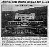 inauguration du musée national des Beaux-Arts, façade,le Hamma, Alger,le jardin d'essai