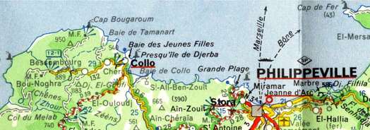 Philippeville, carte Algérie-Tunisie, Michelin, N°172