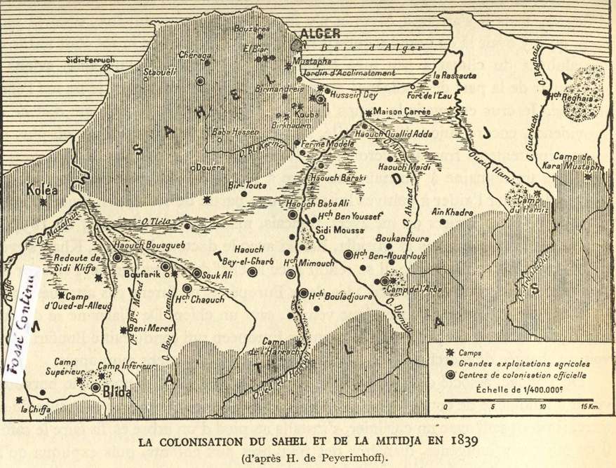 La colonisation du Sahel et de la Mitidja en 1839