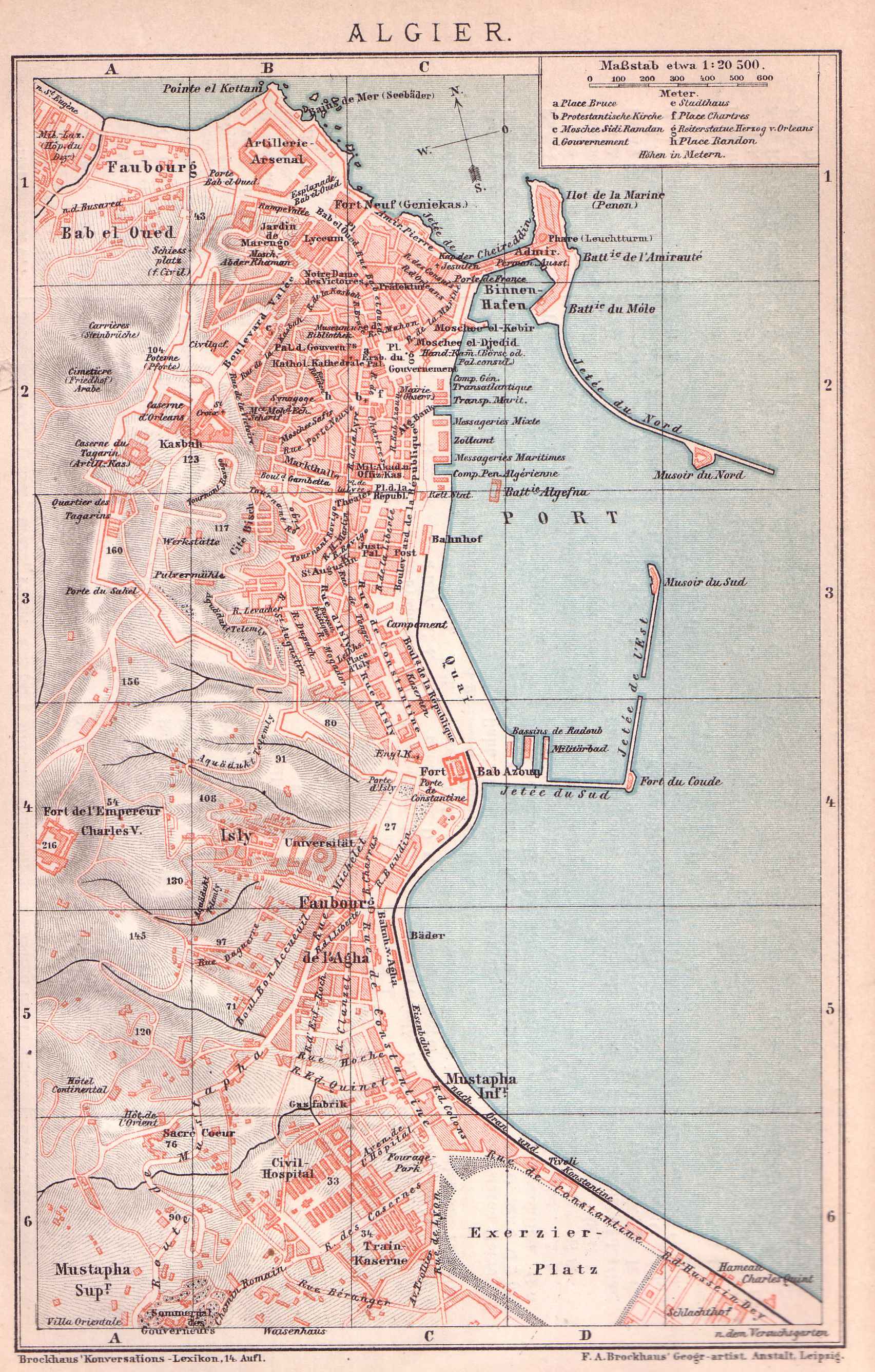 plan d'Alger,guide en allemand,1904;