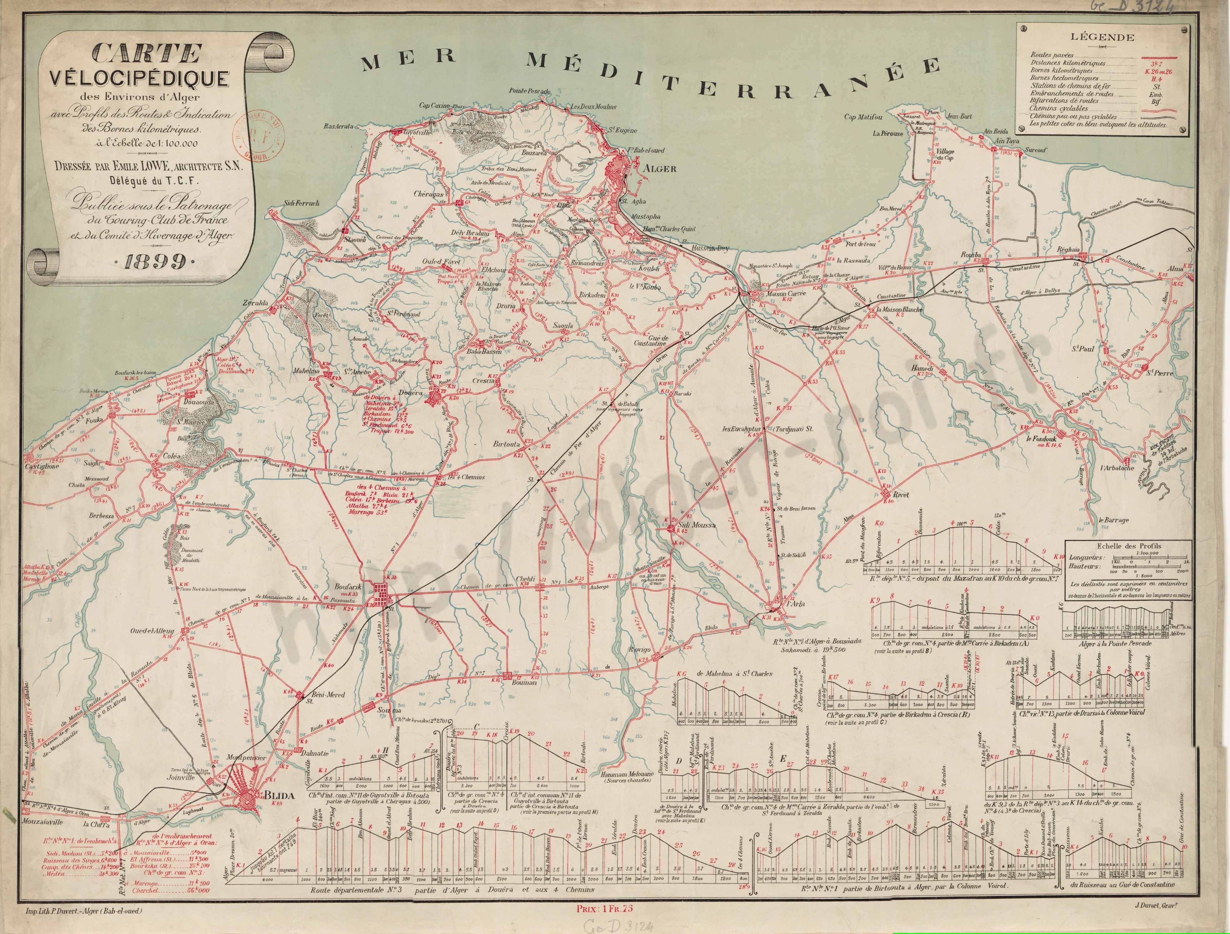 Carte vélocipédique des environs d'Alger - 1899