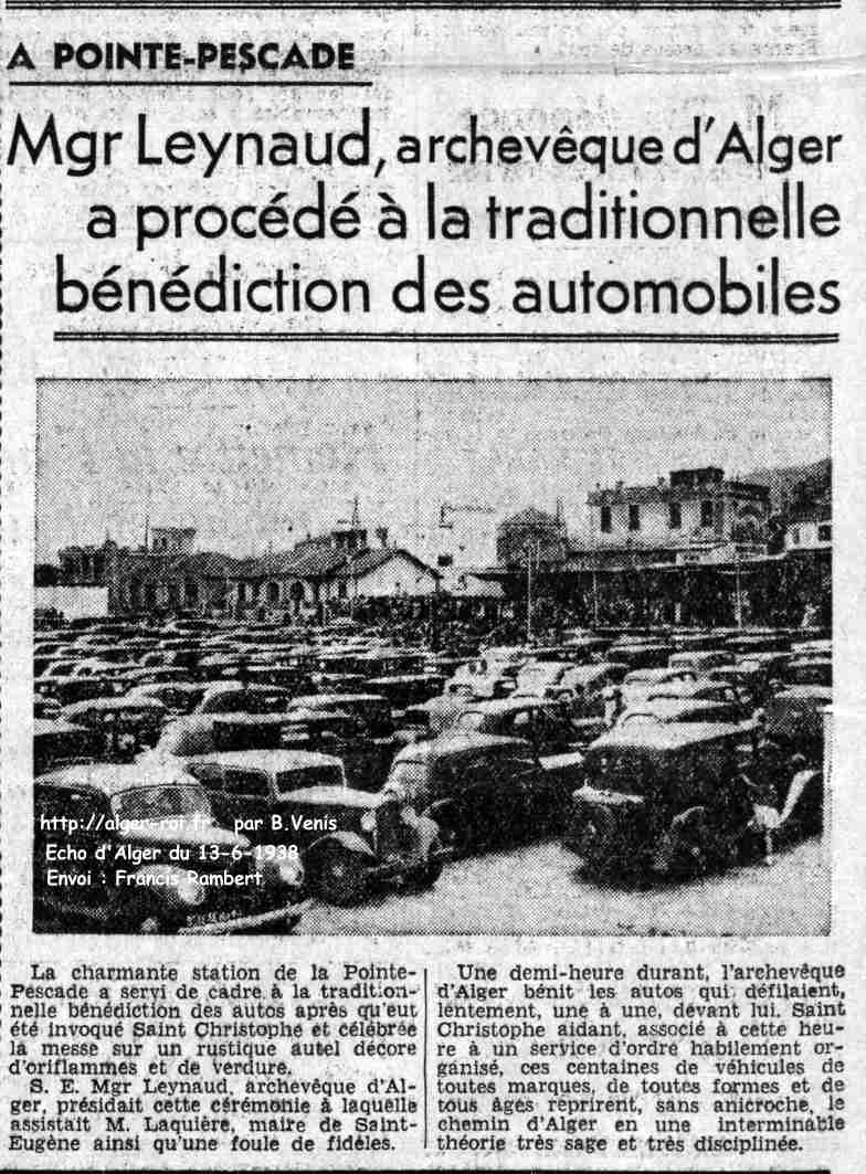 Mgr Leynaud, archevêque d'Alger a procédé à la traditionnelle bénédiction des automobiles