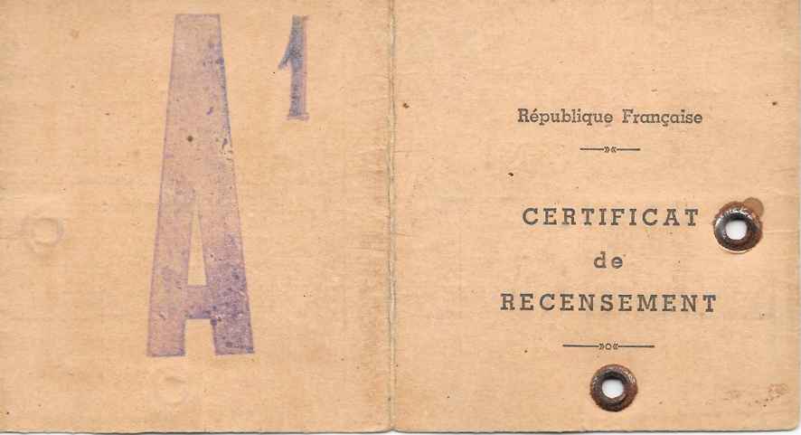 Certificat de recensement - 1967