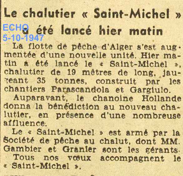 Un nouveau chalutier " le Saint Michel" 