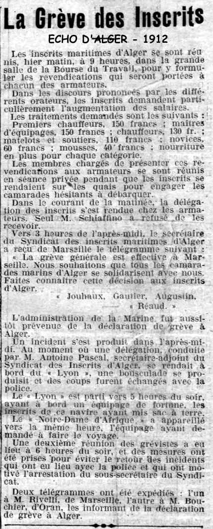 la grève des inscrits matimes - juin 1912