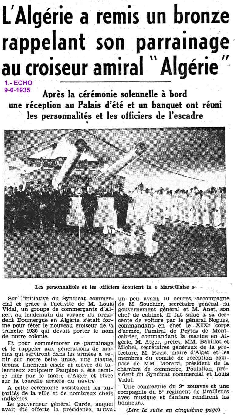 Echo d'Alger du 29-6-1934 - Transmis par Francis Rambert
