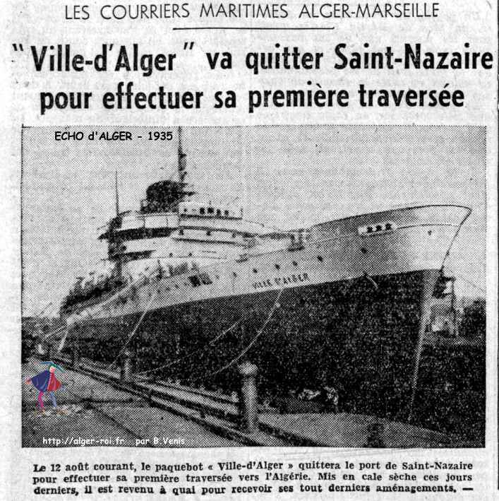 " Ville-d'Alger " va quitter Saint-Nazaire pour effectuer sa première traversée -1935 