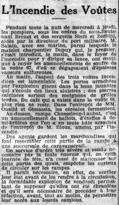 INCENDIE des voûtes, mercredi 30 avril 1913 