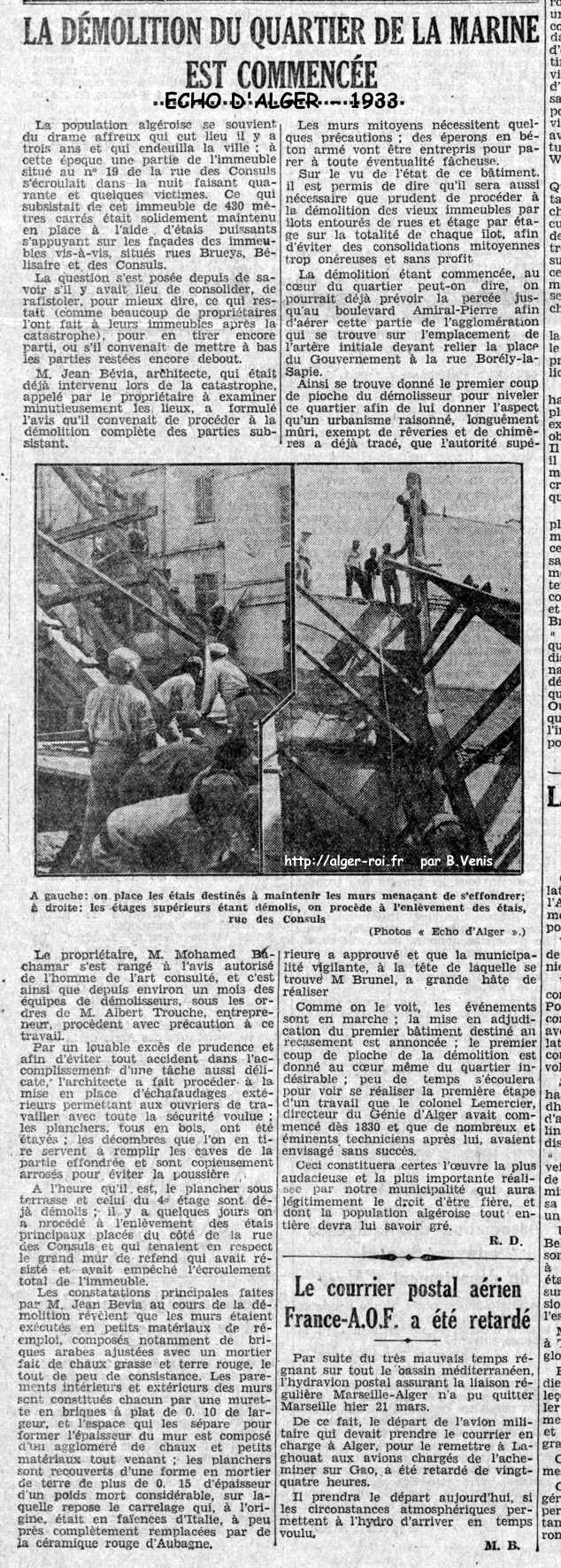 demolition du quartier de la marine est commencee,1933