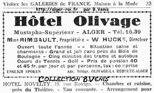 Annonce publicitaire, Alger-guide 1937