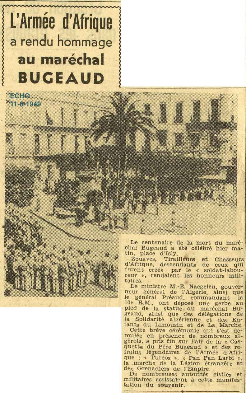 L'Armée d'Afrique a rendu hommage au maréchal BUGEAUD