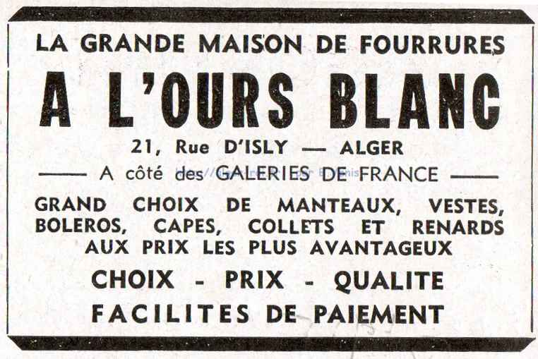 A L'OURS BLANC,rue d'isly