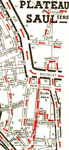 plan de Rue Louis Romieux et avenue Claude Debussy vues de la rue Montalembert.