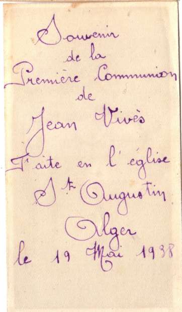 Jean Vives, communion solennelle , 19 mai 1938