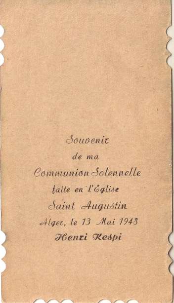 Henri Kespi, communion solennelle , 13 mai 1948 