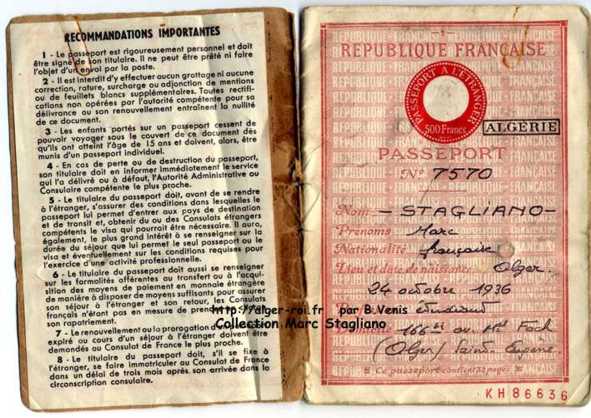 le passeport d'un natif de Saint-Eugène