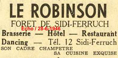 1.- BRASSERIE-HOTEL-RESTAURANT "LE ROBINSON"